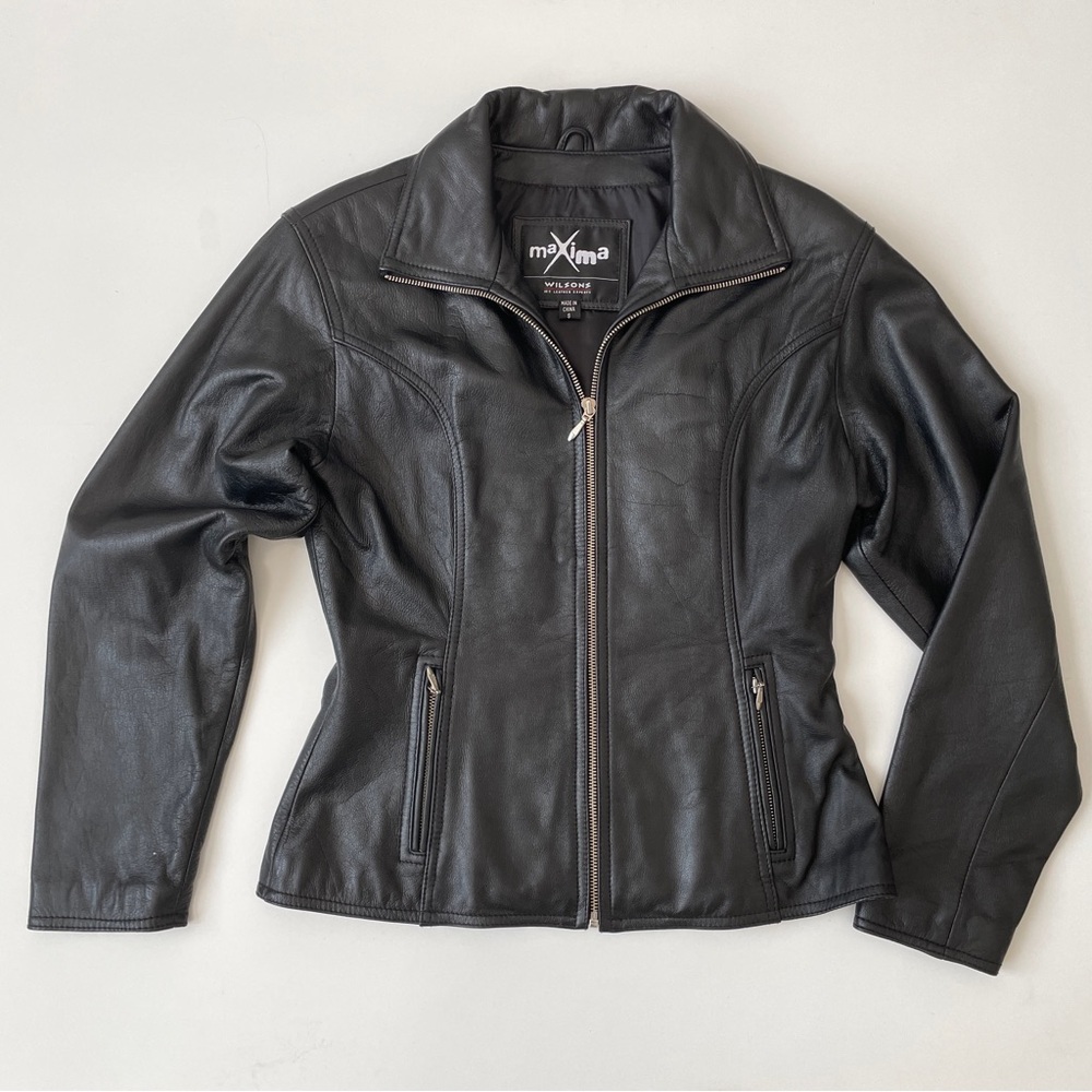 Vintage Y2K Wilsons Maxima Leather Jacket Black Size Small